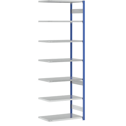 Boltless shelving unit, light duty, single-sided, HxWxD 3000 x 1000 x 600 mm, blue/grey, extension shelf unit.