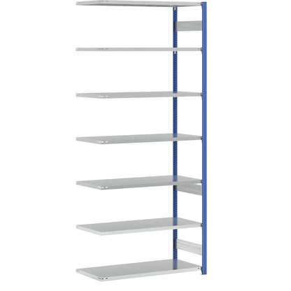 Boltless shelving unit, light duty, single-sided, HxWxD 3000 x 1300 x 600 mm, blue/grey, extension shelf unit.