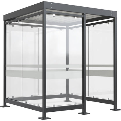 Canopy Köln with steel roof, 7 glass units, open to the right, complete kit, charcoal RAL 7016.