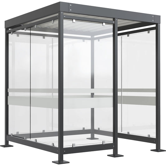 Canopy Köln with steel roof, 7 glass units, open to the right, complete kit, charcoal RAL 7016.
