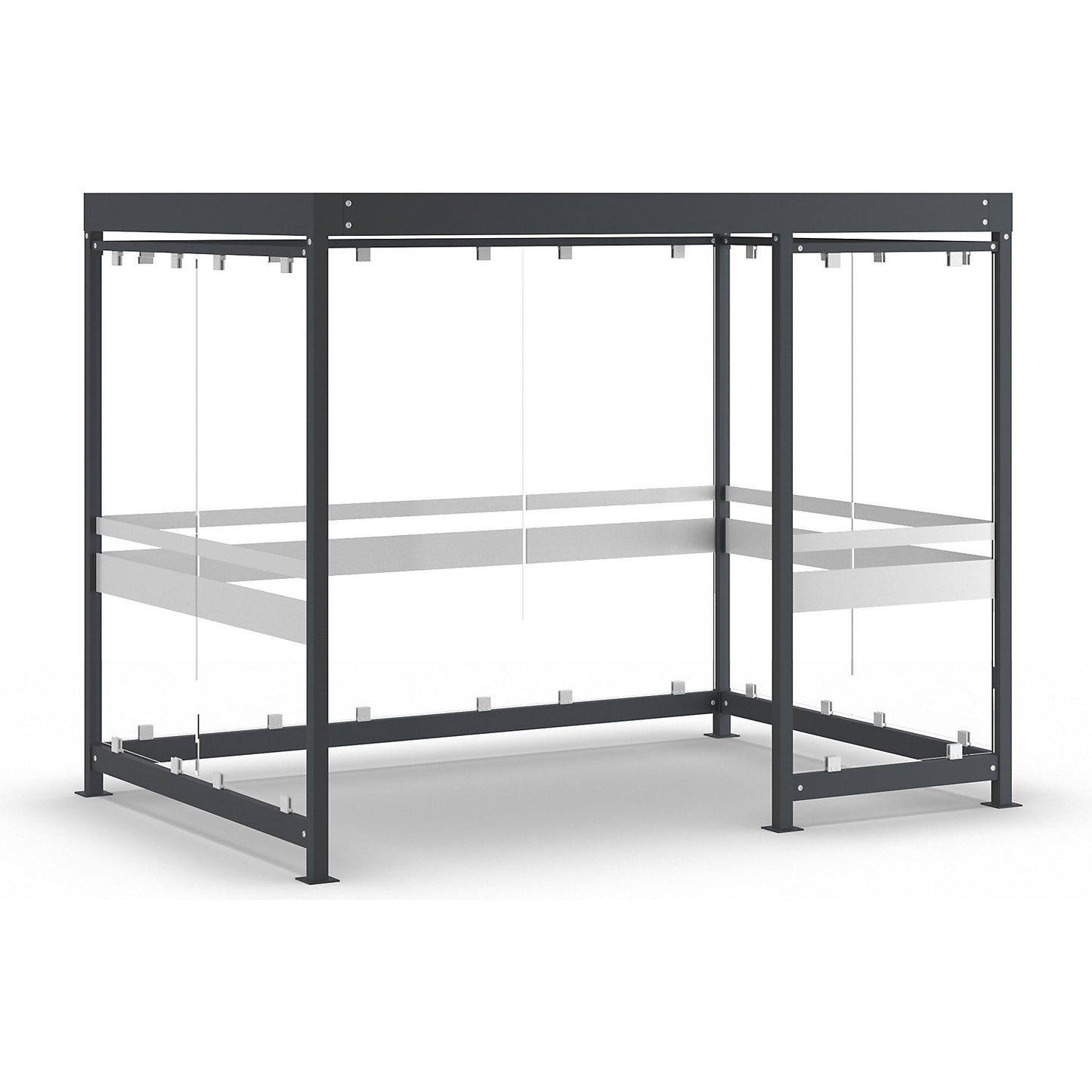 Canopy Köln with steel roof, 8 glass units, open to the left, complete kit, charcoal RAL 7016.