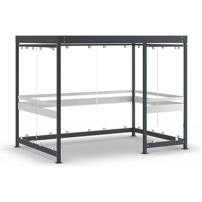 Canopy Köln with steel roof, 8 glass units, open to the left, complete kit, charcoal RAL 7016.