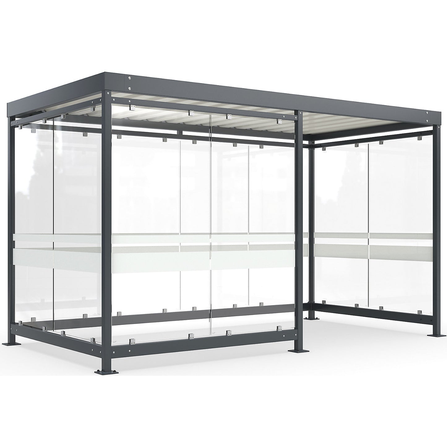 Canopy Köln with steel roof, 10 glass units, 1/2 open, complete kit, charcoal RAL 7016.