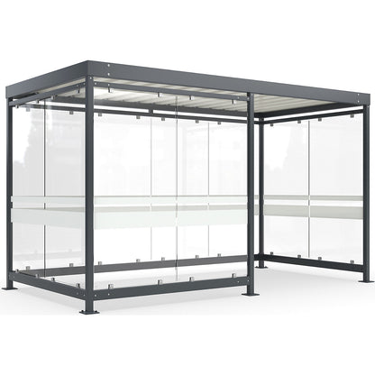 Canopy Köln with steel roof, 10 glass units, 1/2 open, complete kit, charcoal RAL 7016.
