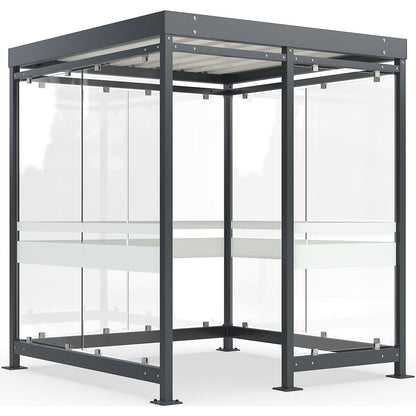 Canopy Köln with steel roof, 7 glass units, open to the left, complete kit, charcoal RAL 7016.
