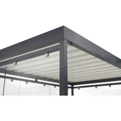Canopy Köln with steel roof, 7 glass units, open to the right, complete kit, charcoal RAL 7016.