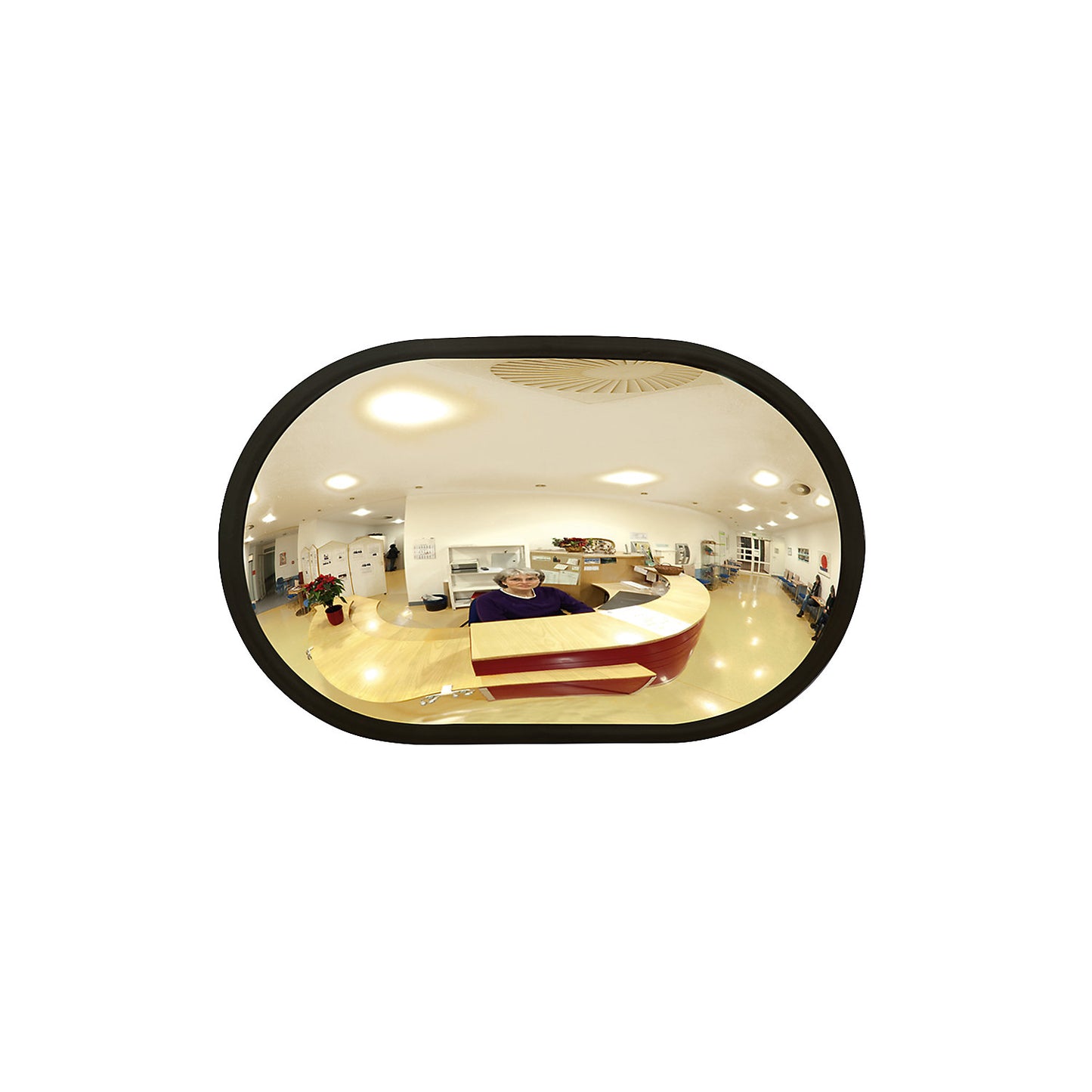 Indoor mirror made of acrylic glass, oval, HxWxD 260 x 360 x 75 mm.
