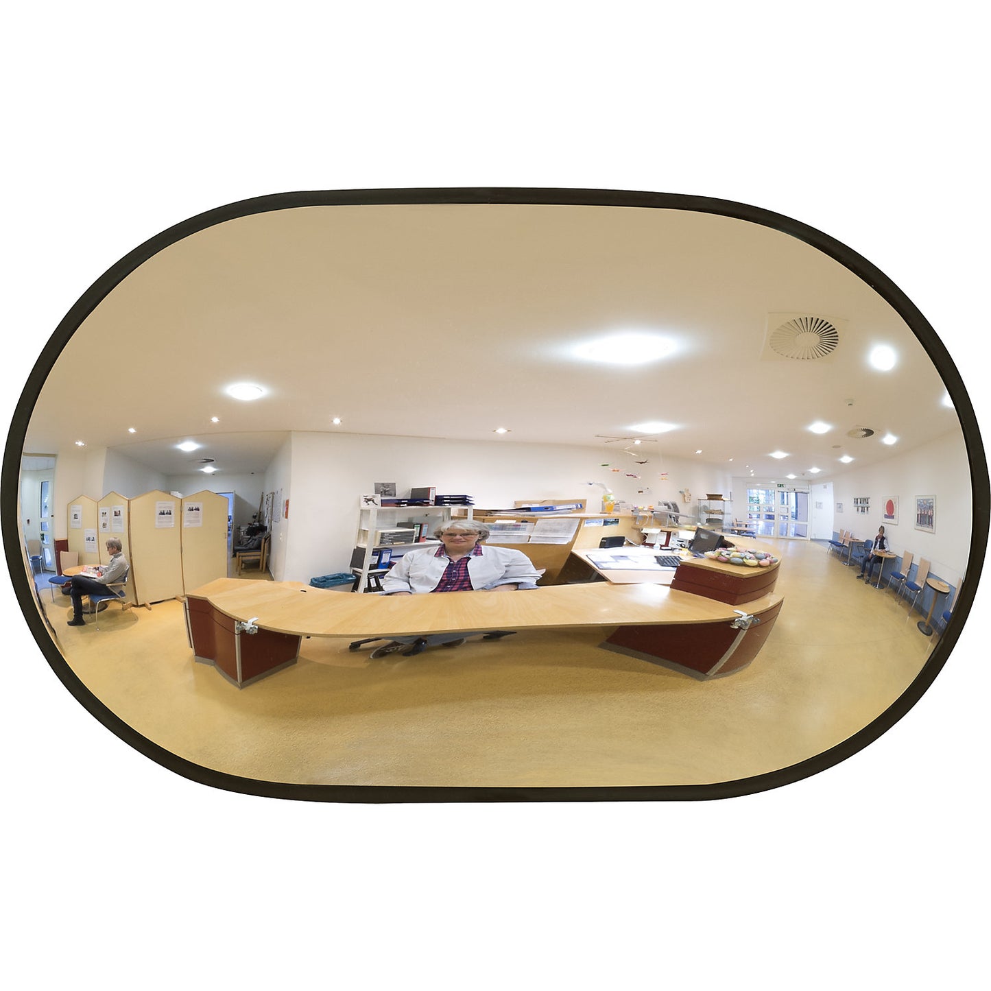 Indoor mirror made of acrylic glass, oval, HxWxD 320 x 520 x 85 mm.