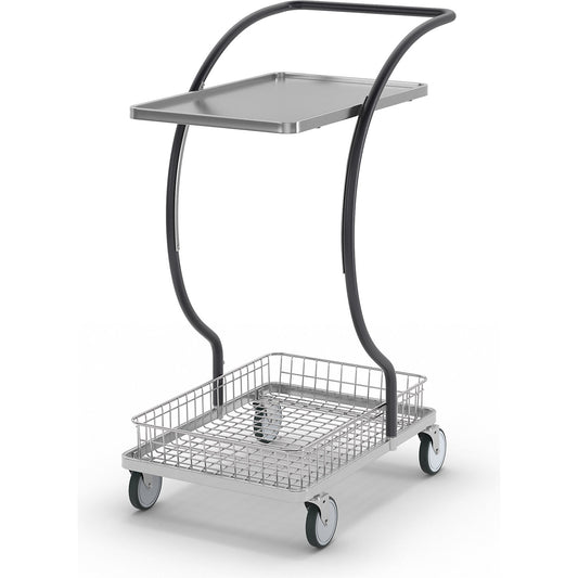 C-LINE shopping and table trolley, with 1 shelf, 1 stainless steel mesh tray, shelf heights 160, 630 mm.