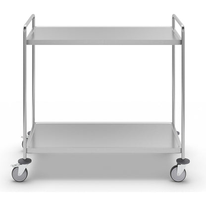 Stainless steel shelf truck, welded, LxWxH 1075 x 575 x 1010 mm, 2 shelves.