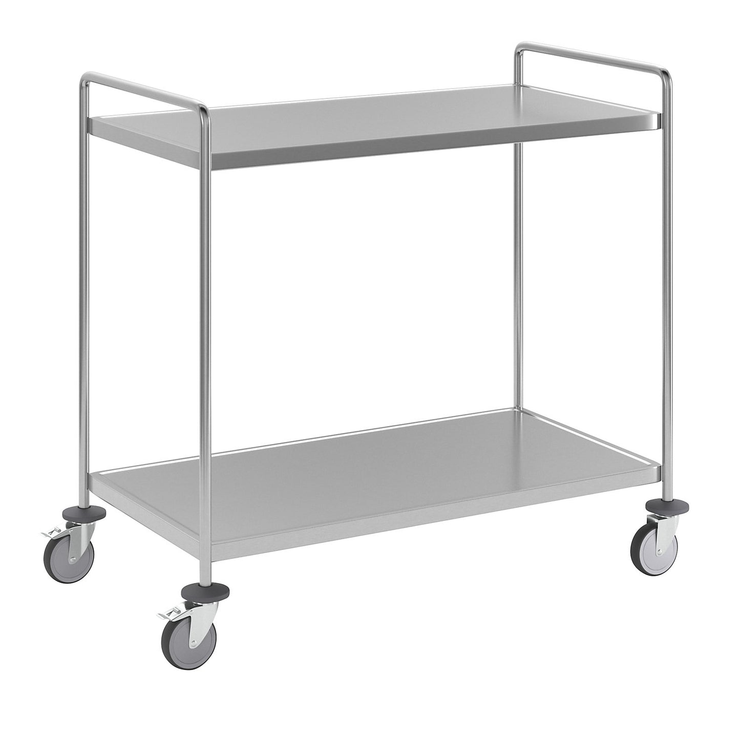 Stainless steel shelf truck, welded, LxWxH 1075 x 575 x 1010 mm, 2 shelves.