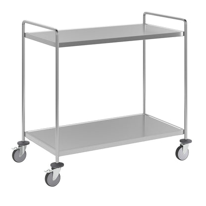 Stainless steel shelf truck, welded, LxWxH 1075 x 575 x 1010 mm, 2 shelves.
