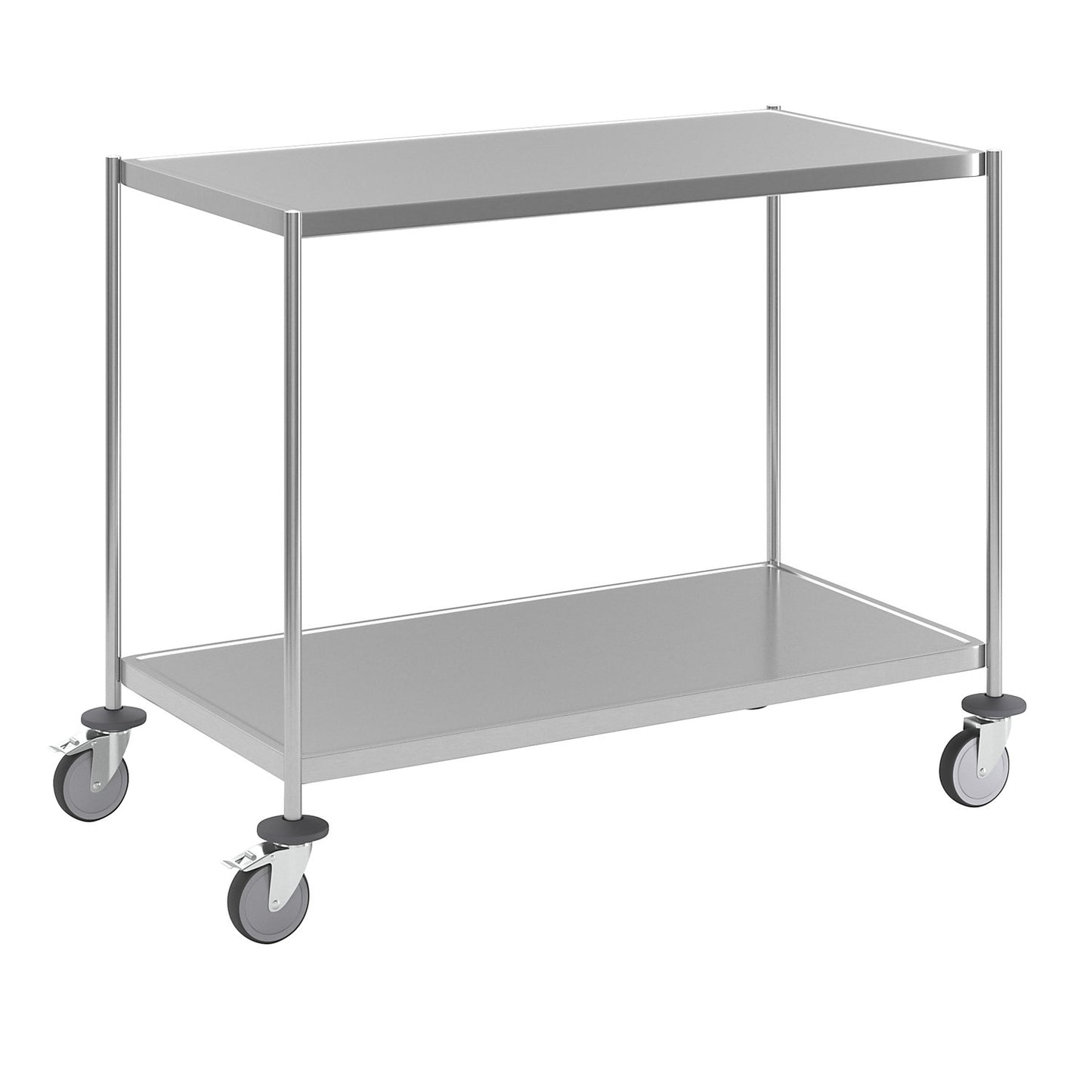 Stainless steel shelf truck, welded, LxWxH 1075 x 575 x 900 mm, 2 shelves.