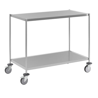 Stainless steel shelf truck, welded, LxWxH 1075 x 575 x 900 mm, 2 shelves.