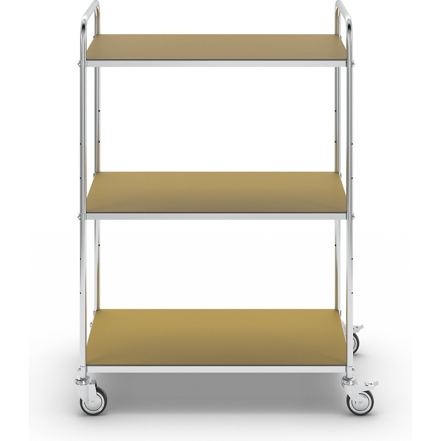 ESD shelf truck, 4 swivel castors, 3 platforms, LxWxH 980 x 585 x 1445 mm, 2 with stop.