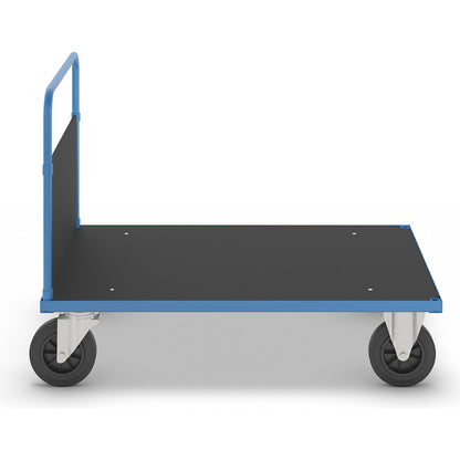 KM33 platform truck, 1 end panel, LxW 1200 x 800 mm, 2 swivel castors and 2 fixed castors.