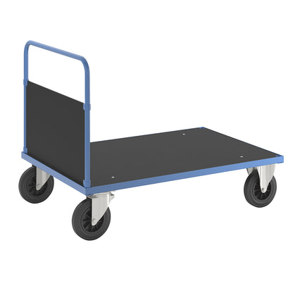 KM33 platform truck, 1 end panel, LxW 1200 x 800 mm, 2 swivel castors and 2 fixed castors.