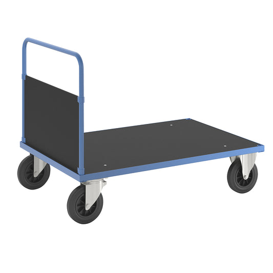 KM33 platform truck, 1 end panel, LxW 1200 x 800 mm, 2 swivel castors and 2 fixed castors.