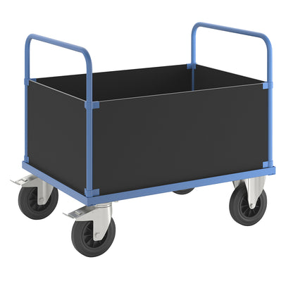 KM33 platform truck, high box truck, LxW 1000 x 700 mm, 2 swivel castors with stops, 2 fixed castors.