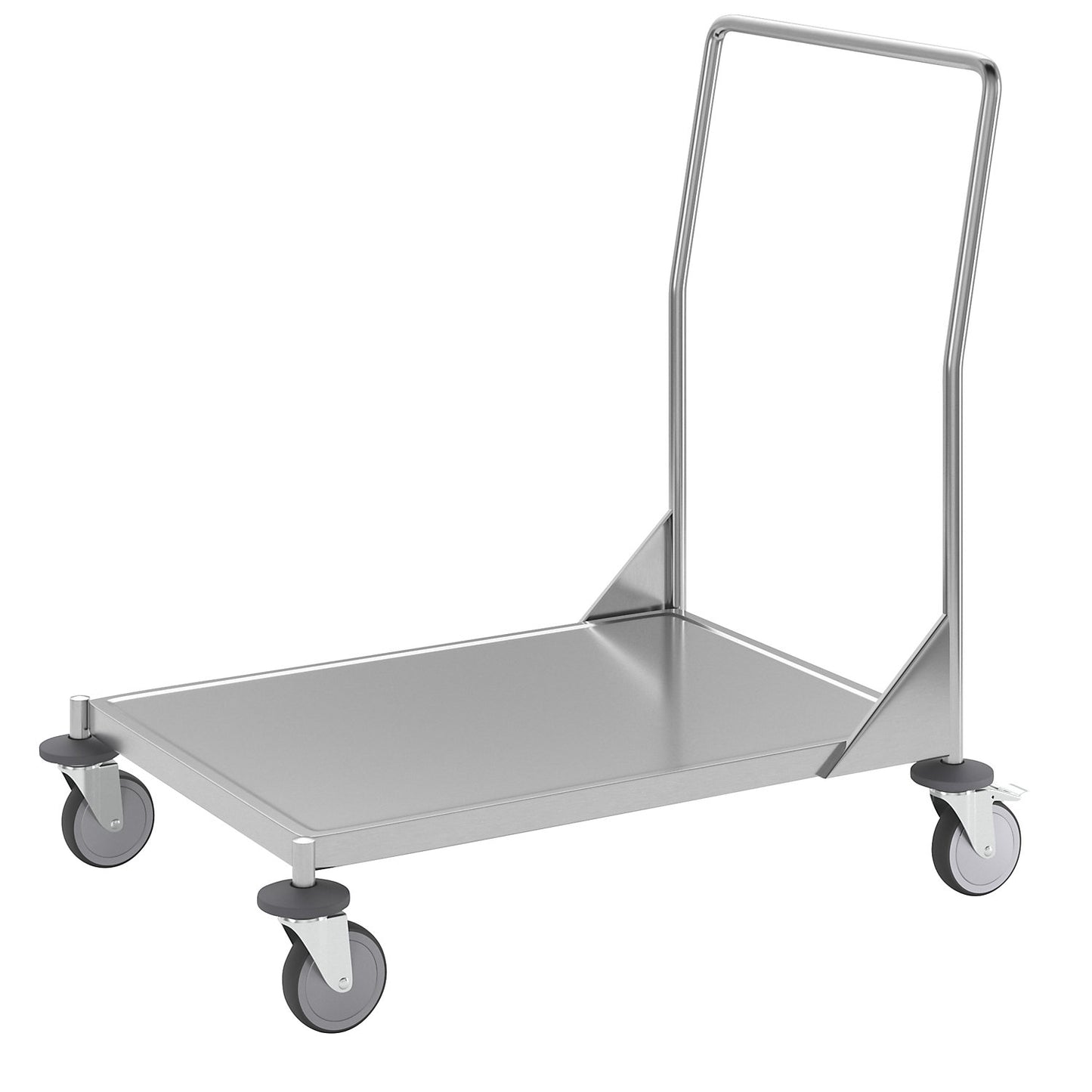 Stainless steel platform truck, 1 shelf, max. load 200 kg.