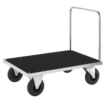 Zinc plated platform truck, 1 push handle, LxW 1000 x 700 mm, 2 swivel castors and 2 fixed castors.