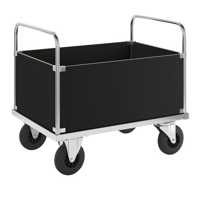 Zinc plated platform truck, high box truck, LxW 1000 x 700 mm, 2 swivel castors and 2 fixed castors.