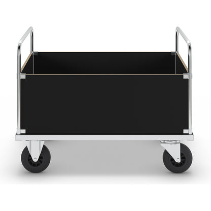 Zinc plated platform truck, high box truck, LxW 1200 x 800 mm, 2 swivel castors and 2 fixed castors.