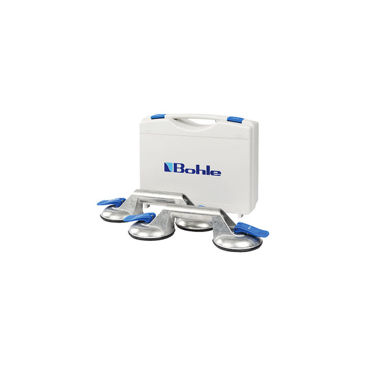 VERIBOR® BLUE LINE suction lifter, pack of 2, 2 head aluminium body with longitudinal handle, max. load 60 kg, disc Ø 120 mm.