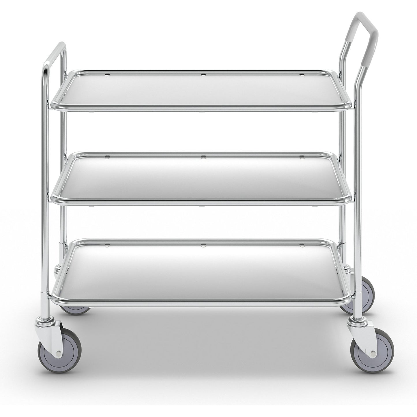 Table trolley, 3 shelves, LxWxH 1020 x 555 x 965 mm, zinc plated / white.