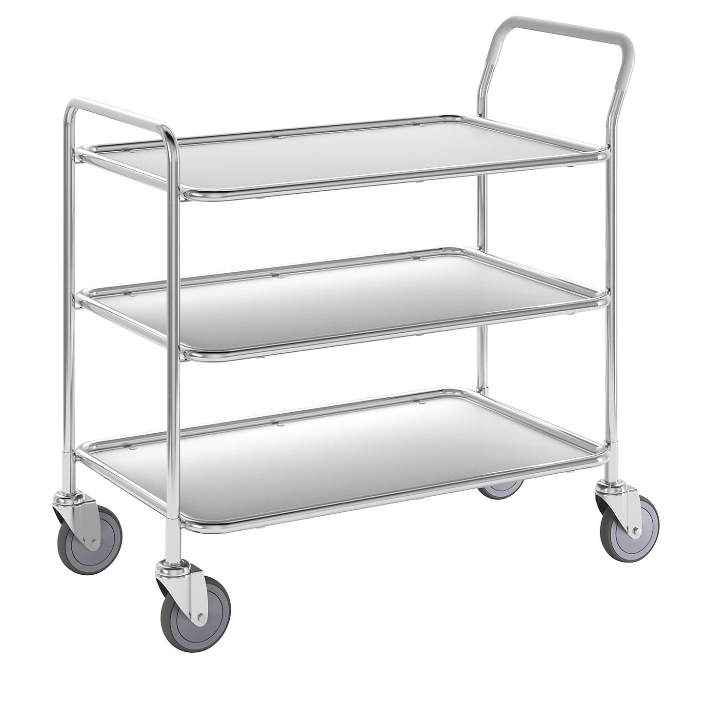 Table trolley, 3 shelves, LxWxH 1020 x 555 x 965 mm, zinc plated / white.