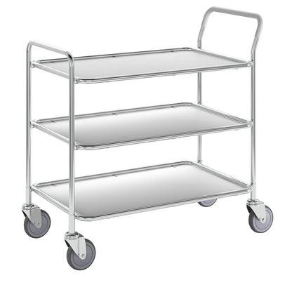Table trolley, 3 shelves, LxWxH 1020 x 555 x 965 mm, zinc plated / white.