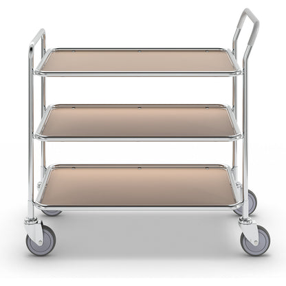 Table trolley, 3 shelves, LxWxH 1020 x 555 x 965 mm, zinc plated / beech finish.
