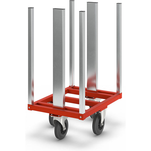 Dolly for KM224 pallet frame, LxWxH 800 x 600 x 1215 mm, 2 swivel castors with stops, 2 fixed castors.