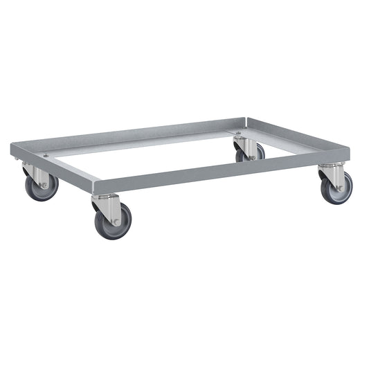KM672 dolly, LxWxH 616 x 416 x 128 mm, 4 swivel castors.