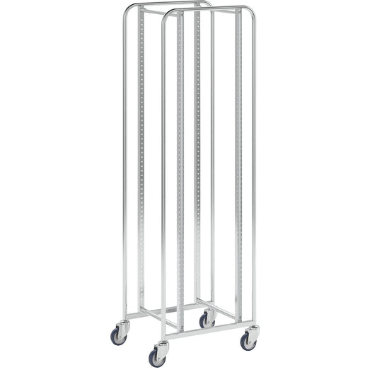 KM167 tray and bin trolley, LxWxH 470 x 585 x 1880 mm, 4 swivel castors.