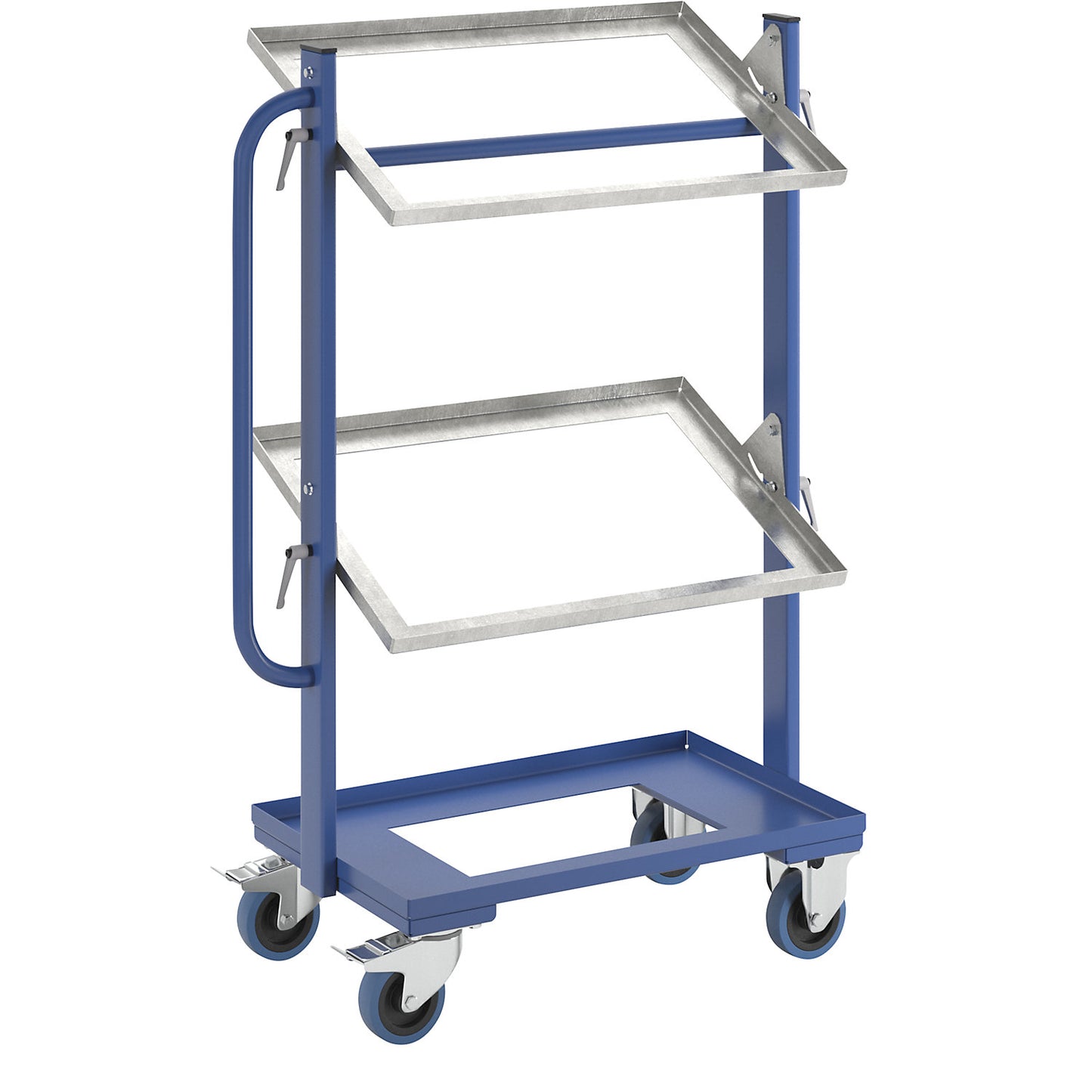KM167 tray and bin trolley, LxWxH 800 x 415 x 1100 mm, max. load 150 kg.
