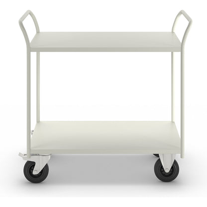 KM41 table trolley, 2 shelves, LxWxH 1070 x 550 x 1000 mm, white, 2 swivel castors with stops, 2 fixed castors.