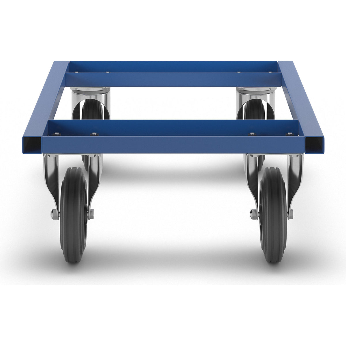 KM217 pallet dolly, LxWxH 800 x 600 x 270 mm, blue, 2 swivel castors with stops, 2 fixed castors.