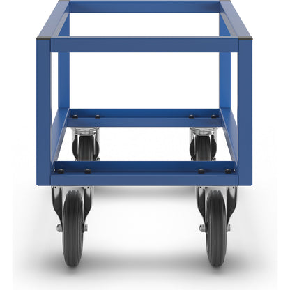 KM221 pallet dolly, LxWxH 800 x 600 x 650 mm, blue, 2 swivel castors and 2 fixed castors.