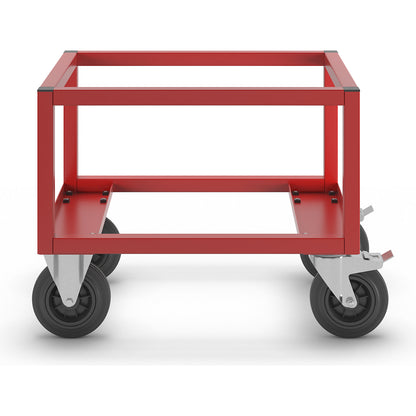 KM221 pallet dolly, LxWxH 800 x 600 x 650 mm, red, 2 swivel castors with stops, 2 fixed castors.