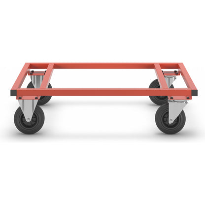 KM217 pallet dolly, LxWxH 1200 x 800 x 305 mm, red, 2 swivel castors and 2 fixed castors.