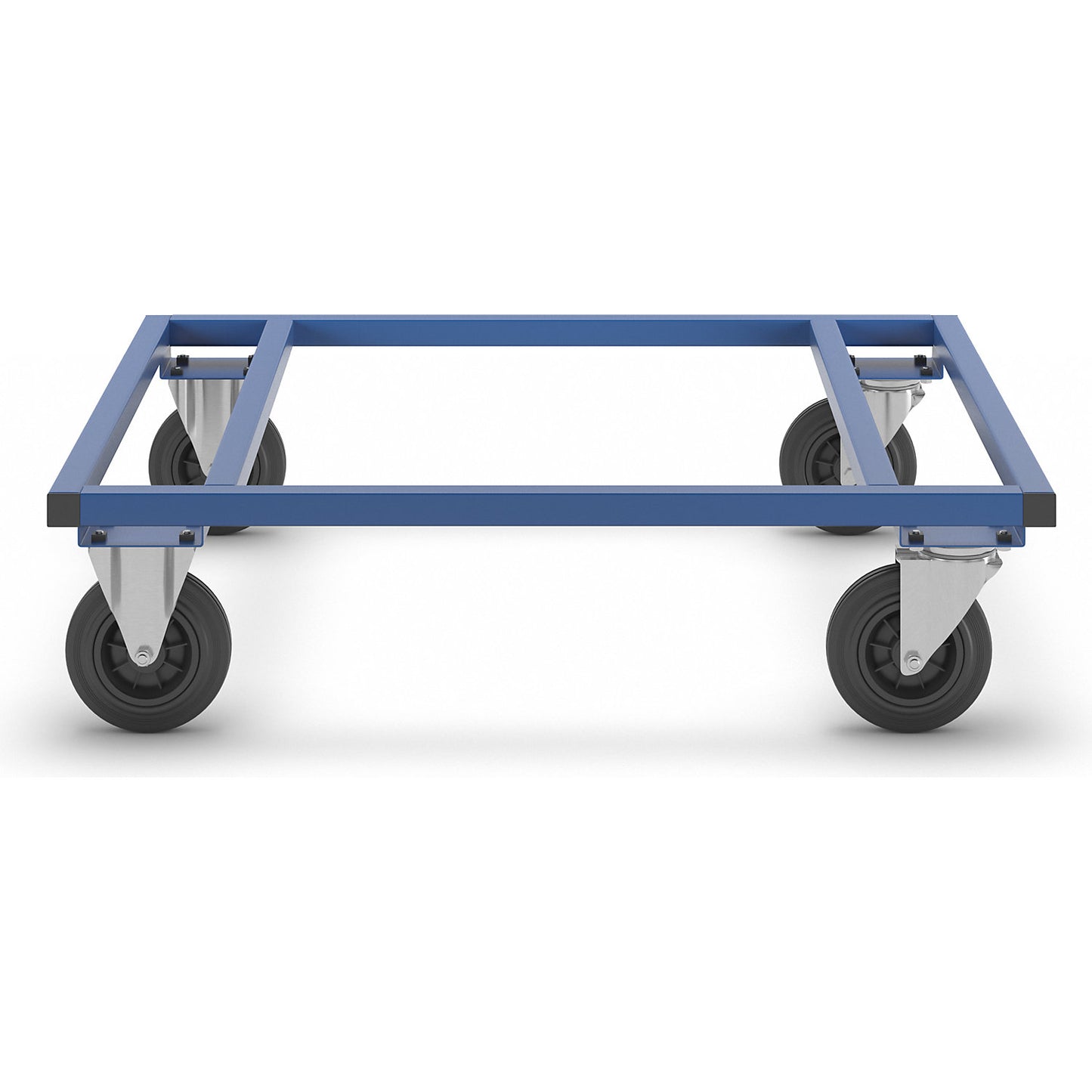 KM217 pallet dolly, LxWxH 1200 x 1000 x 305 mm, blue, 2 swivel castors and 2 fixed castors.