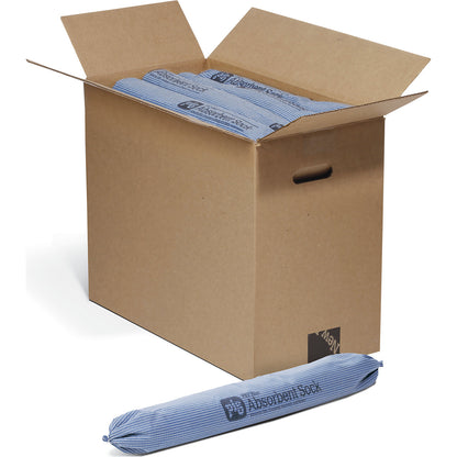 BLUE universal absorbent sheeting sock, length 610 mm, pack of 24, Ø 80 mm, 78 l/pack.