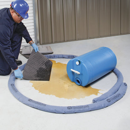BLUE universal absorbent sheeting sock, length 6000 mm, pack of 4, Ø 80 mm, absorbs 56 l/pack.