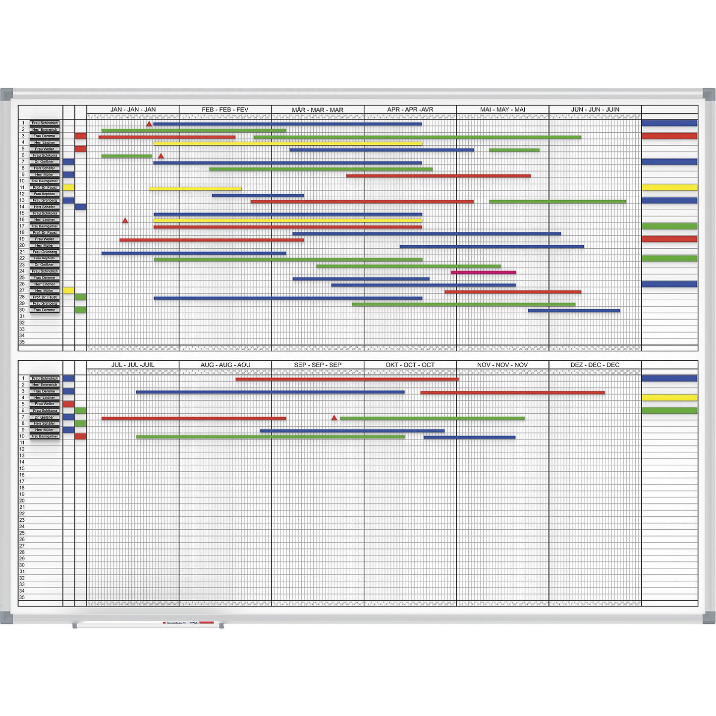 MAULstandard yearly planner, 2 x 6 months, includes accessory set, WxH 1200 x 900 mm.