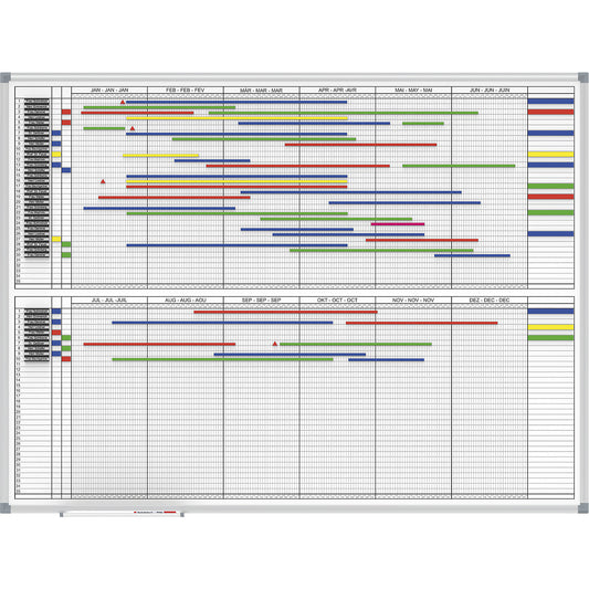 MAULstandard yearly planner, 2 x 6 months, includes accessory set, WxH 1200 x 900 mm.