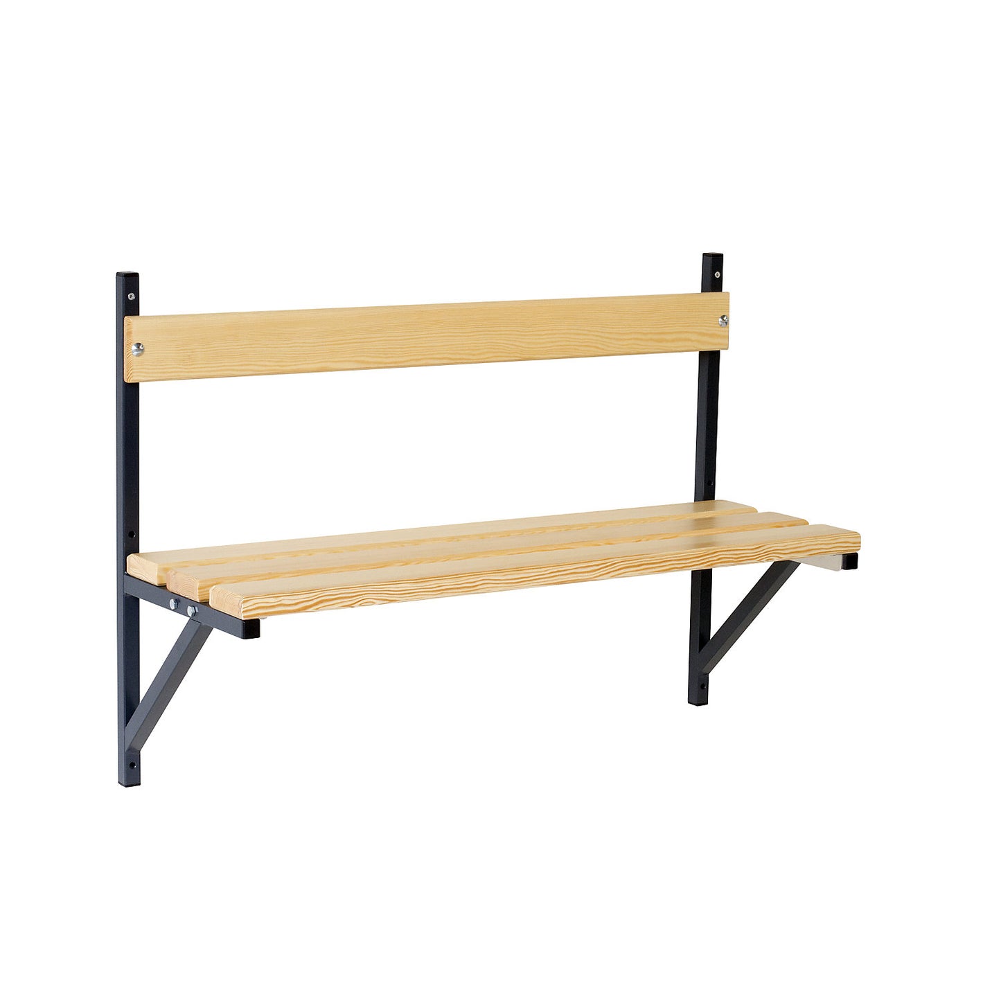 Wall mounted bench, pine wood slats, length 1015 mm, charcoal.