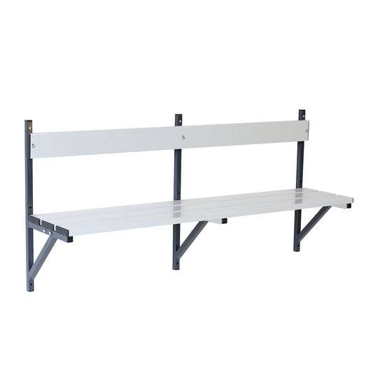 Wall mounted bench, aluminium slats, length 2000 mm, charcoal.