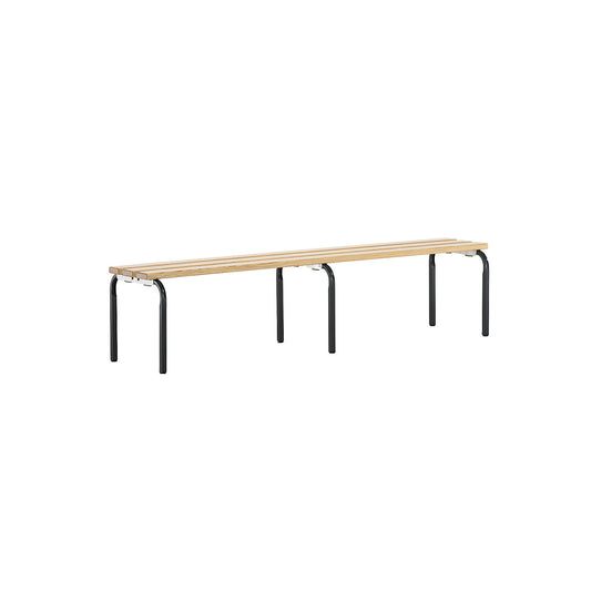 Changing room bench, stackable, pine wood slats, length 2000 mm, charcoal frame.