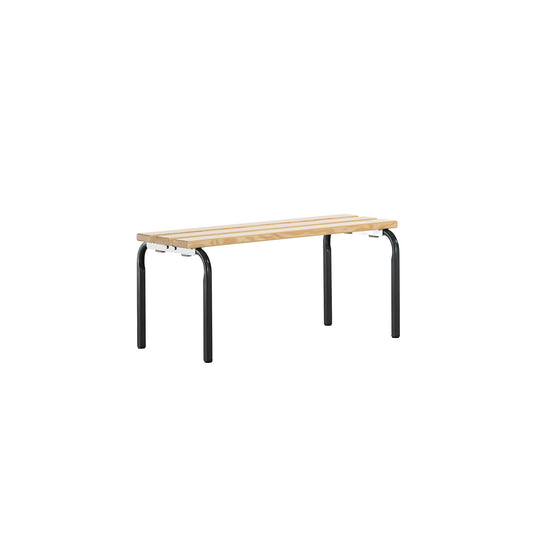 Changing room bench, stackable, pine wood slats, length 1015 mm, charcoal frame.
